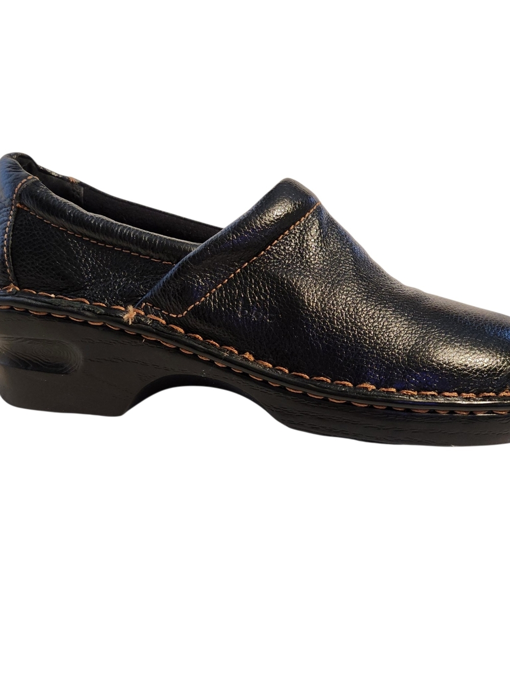 b.o.c. a Born Concept Women's Size 8 Black Leather Slip-On Clog Mule Shoes Work